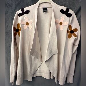 Cream Cardigan with Floral Accents